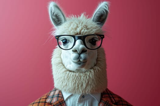 Stylish portrait of dressed up anthropomorphic animal themes, Funny pop art illustration.