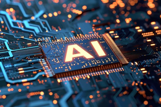 AI. Circuit board. Technology background, Central Computer Processors CPU concept..