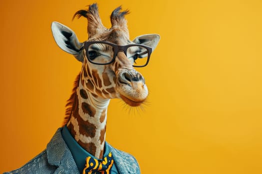 Stylish portrait of dressed up anthropomorphic animal themes, Funny pop art illustration.