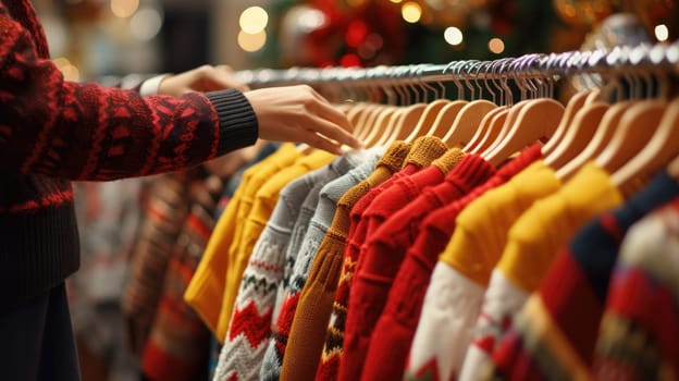 Clothing Fashion Store, Sweater Fashion Store, Cardigan Fashion Store, on hangers, AI Generative.