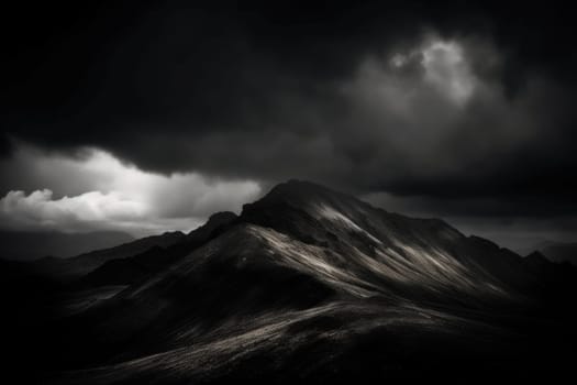 black and white photography of beautiful mountains.