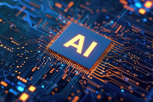 AI. Circuit board. Technology background, Central Computer Processors CPU concept..