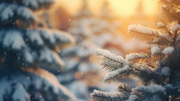 Winter snow background banner with copy space, Christmas, landscape, AI Generative.