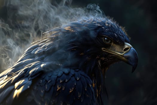 eagle on smoke background, eagle fantasy art background.