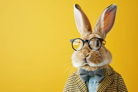 Stylish portrait of dressed up anthropomorphic animal themes, Funny pop art illustration.