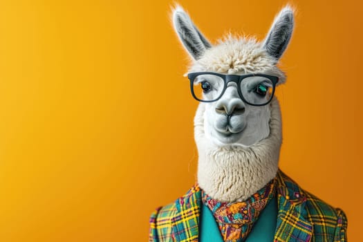 Stylish portrait of dressed up anthropomorphic animal themes, Funny pop art illustration.