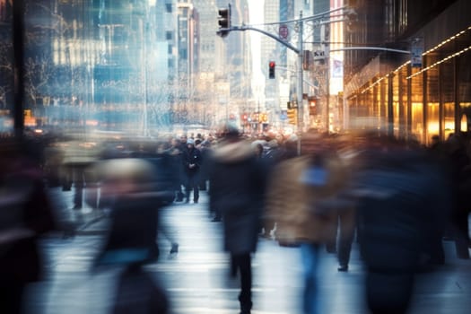 Photo of Motion blur of people commuting in busy street.