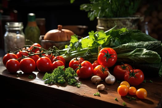 Healthy eating concept with fresh vegetables, Healthy Lifestyle, kitchen, Diet food, AI Generative.