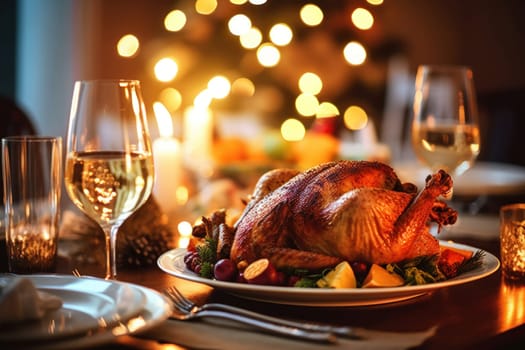 Stock photo of a Thanksgiving turkey on a dinner table.