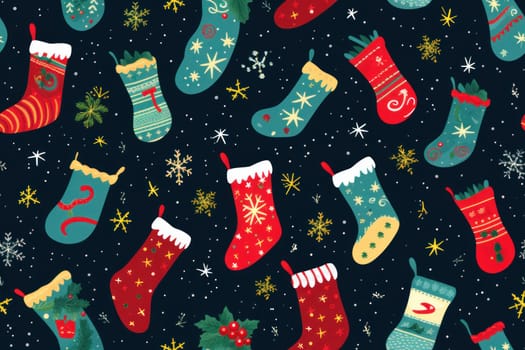 seamless pattern of Christmas stockings background.