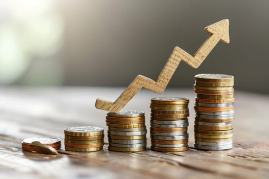 financial growth, interest rate increase, inflation, high price and tax rise concept. sign and arrow up.