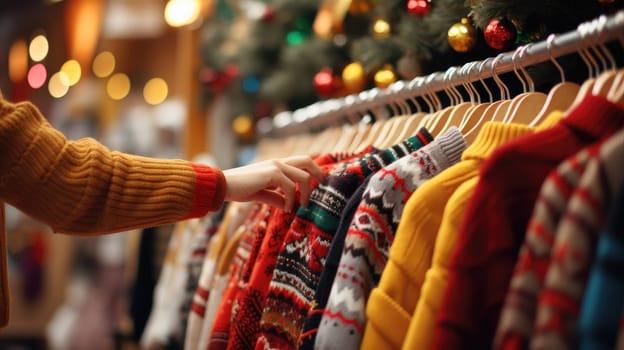 Clothing Fashion Store, Sweater Fashion Store, Cardigan Fashion Store, on hangers, AI Generative.
