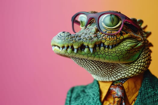 Stylish portrait of dressed up anthropomorphic animal themes, Funny pop art illustration.