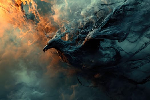 eagle on smoke background, eagle fantasy art background.