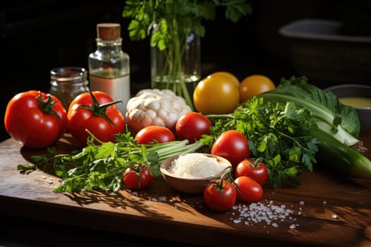 Healthy eating concept with fresh vegetables, Healthy Lifestyle, kitchen, Diet food, AI Generative.
