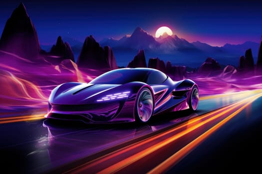 futuristic sporty car concept with sleek lines, evolution of automotive technology. Generative AI.