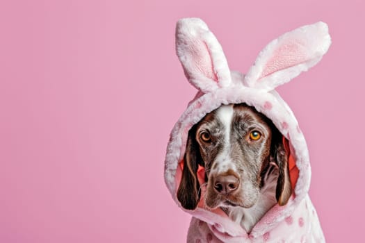Happy dog with bunny ears for Easter, Banner for your advertisement, Easter bunny, happy Easter..