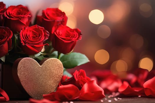 valentine's day celebration with red roses background.