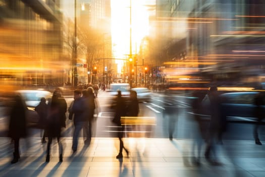 Photo of Motion blur of people commuting in busy street.