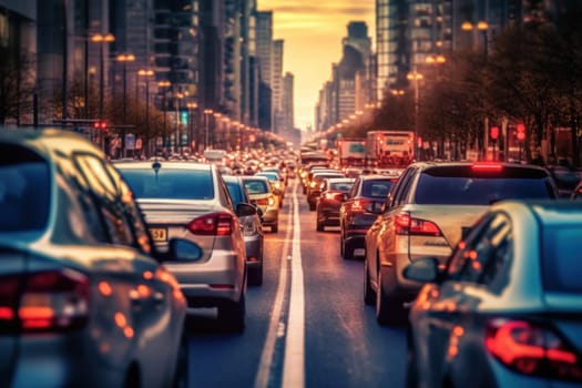 Photo of Stressful moment during a traffic jam, AI Generative.