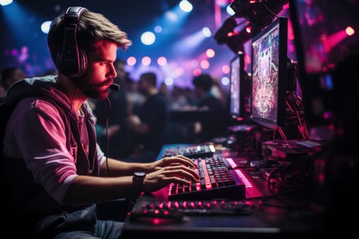 Photo of the esports competition, A gamer competing in an esports tournament.