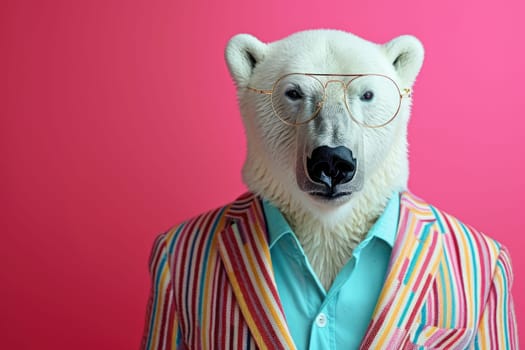 Stylish portrait of dressed up anthropomorphic animal themes, Funny pop art illustration.