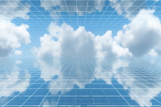 Digital matrix theme light blue sky and clouds backgrounds.