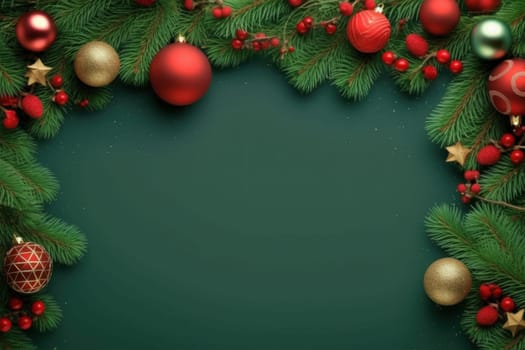 Christmas holiday background or template for a greeting card or banner with copy space for a text.