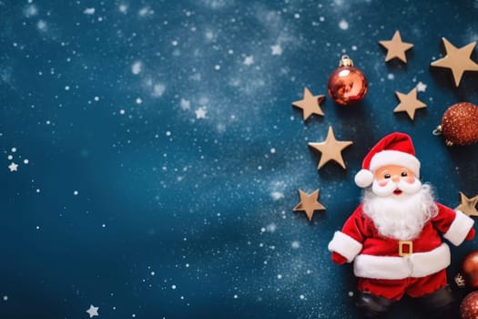 Top view of Christmas banner with christmas decoration, AI Generative.
