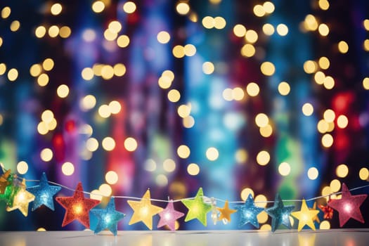Star shaped bokeh, Christmas decoration celebration holiday background, AI Generative.