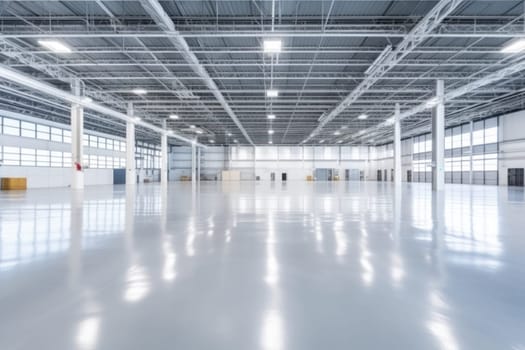 Interior of empty and clean modern warehouse.