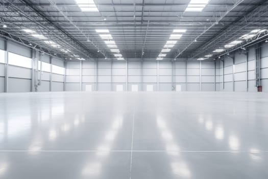 Interior of empty and clean modern warehouse.