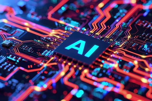 AI. Circuit board. Technology background, Central Computer Processors CPU concept..