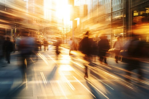 Photo of Motion blur of people commuting in busy street.