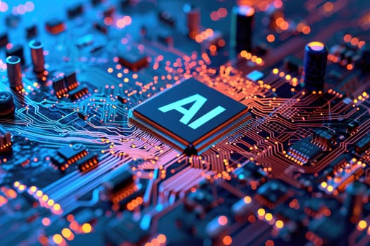 AI. Circuit board. Technology background, Central Computer Processors CPU concept..