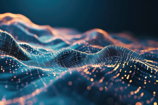 Abstract background of mountain wireframe landscape. Futuristic background.