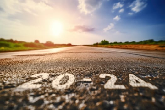 The new year 2024 or straightforward concept. Text 2024 written on the road.