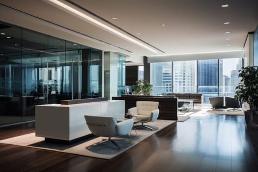 Photo of a sleek and modern corporate office interior.