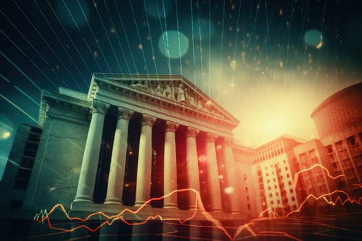 Interest rate hike with money, finance and investment background.