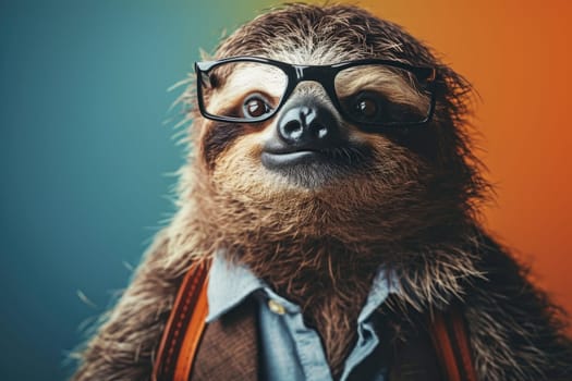 Stylish portrait of dressed up anthropomorphic animal themes, Funny pop art illustration.