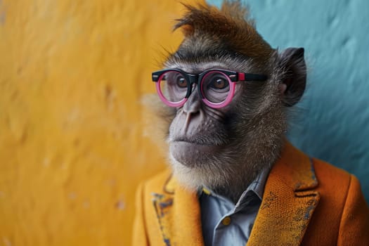 Stylish portrait of dressed up anthropomorphic animal themes, Funny pop art illustration.