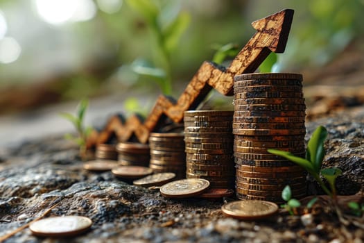 financial growth, interest rate increase, inflation, high price and tax rise concept. sign and arrow up.