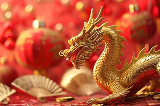 Happy Chinese new year, Dragon Zodiac, Chinese golden dragon, greeting cards and banners.