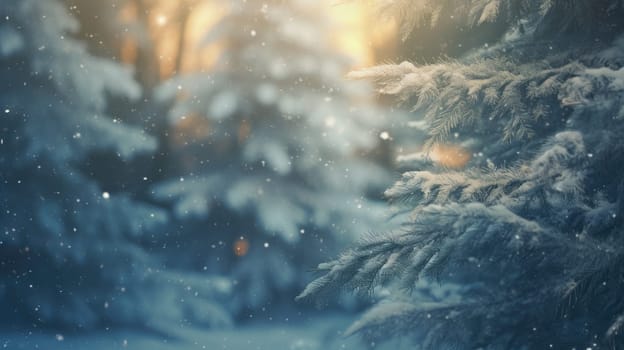 Winter snow background banner with copy space, Christmas, landscape, AI Generative.
