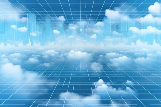 Digital matrix theme light blue sky and clouds backgrounds.