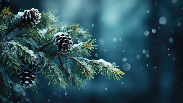 Winter snow background banner with copy space, Christmas, landscape, AI Generative.