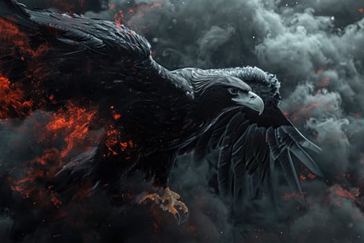 eagle on smoke background, eagle fantasy art background.