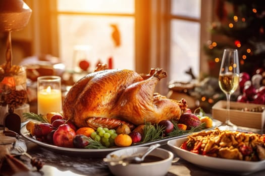 Stock photo of a Thanksgiving turkey on a dinner table.