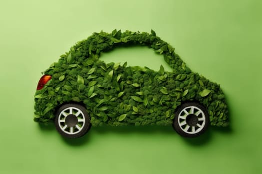 concept of eco car with nature in the city.