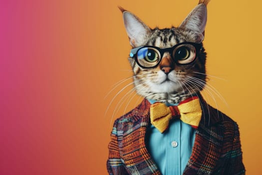Stylish portrait of dressed up anthropomorphic animal themes, Funny pop art illustration.